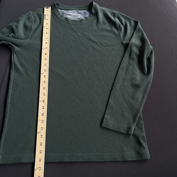 Eddie Bauer Mens Thermal Shirt Medium Green Base Layer Sleepwear Outdoor Stretch - Picture 9 of 10